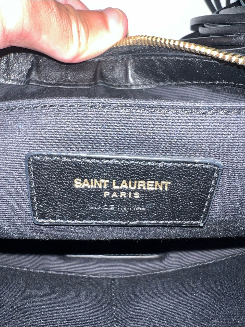 Saint Laurent Black Leather Crossbody with Tassel and Gold Logo - Picture 14 of 16